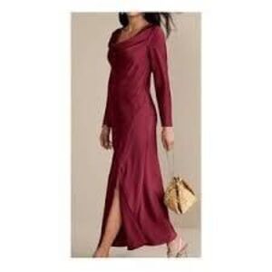 Soft Surroundings Solange Satin Dress Cabernet NWT